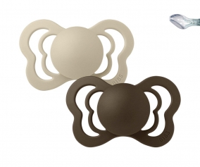 2 BIBS Couture Soothers Vanilla/Mocha Silicone