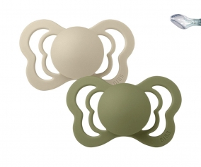 2 BIBS Couture Soothers Vanilla/Olive Silicone