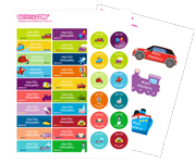 38 Iron-On Vroom Vroom Labels Pack