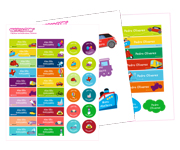 38 Vroom Vroom Iron-On Labels & 20 Stickers Combination Pack