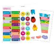 38 Animal Iron-On Labels & 20 Stickers Combination Pack