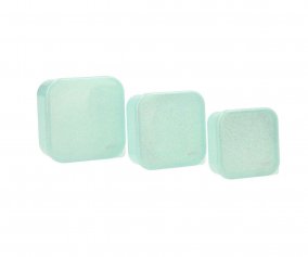 3 Cajas Almuerzo Aqua Glitter Turquoise