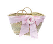 Pink Beach Basket with Matching Initial