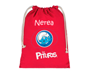 Bolsa Merienda Pitufos Rojo Personalizada