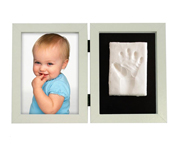 Photo and Footprint Double Frame White