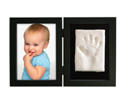 Photo and Footprint Double Frame Black