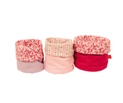 Set of 3 Pink Flowers Baskets
