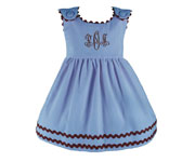 Vestido Pana Azul Ribete Chocolate