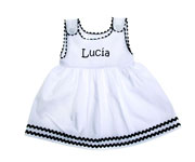 Vestido Pique Blanco con Ribete Marino