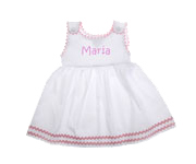 Vestido Pique Blanco con Ribete Rosa Palo