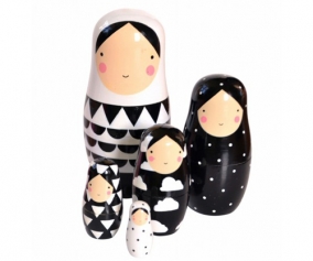 Matrioska di Legno Black and White