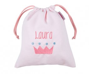 Sacca Merenda Personalizzata Piqu Corona Rosa