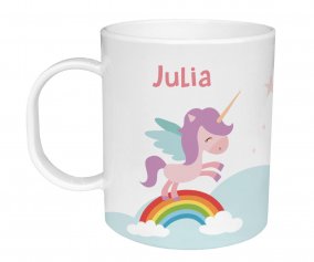 Caneca de Plstico Personalizada Unicrnio Arco iris