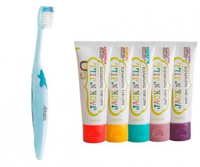 Pack Spazzolino Personalizzato Azzurro e Dentifricio Organico alla Frutta