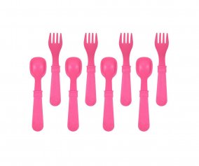 Re-Play 8 Pack Utensils - Bright Pink