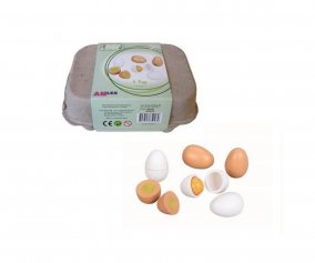 Carton avec 6  Oeufs en Bois