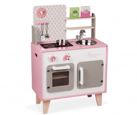 Cocina de Madera Macaron Blanca y Rosa