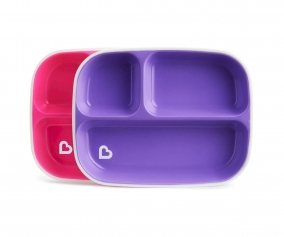 Pack 2 Platos Compartimentos Splash Morado/Rosa