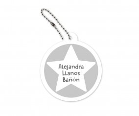 Portachiavi Personalizzato Rotondo Grigio Stella