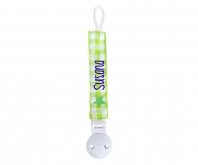 Porta Chupetas Personalizado Vichy Star Pistache