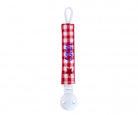 Porta Chupeta Vichy Star personalizado vermelho