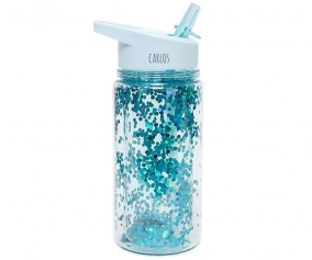 Bottiglia Tritan Glitter Dusty Aqua Personalizzabile