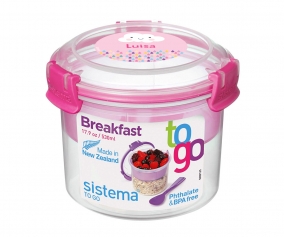 Lunch Box Breakfast To Go Rosa 530ml Personalizzabile