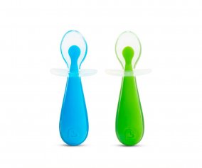 2 colheres de silicone Gentle Learning verde/azul 