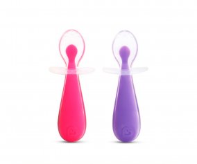 2 colheres de silicone Gentle Learning rosa/roxo 