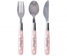Personalised Dusty Pink Polka Dots Cutlery