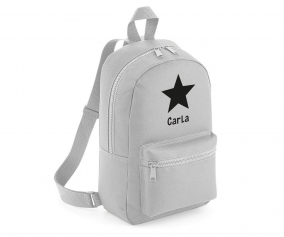 Mochila Mini Fashion Personalizada Cinza Claro Estrela