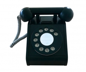 Telefone de madeira retr Preto
