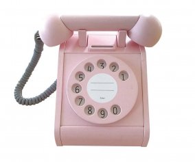 Telfono de Madera Retro Rosa