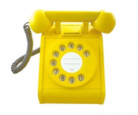Telfono de Madera Retro Amarillo