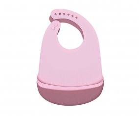 Bavoir Silicone Rose Poudr & Rose