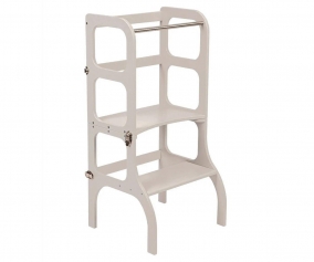 Montessori Learning Tower Table and Chair Pearl Gray/Silver