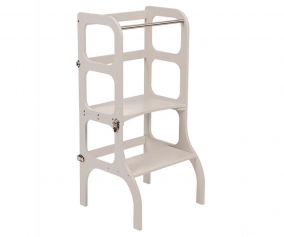 Torre Aprendizaje Montessori Mesa y Silla Gris Perla/Plateado