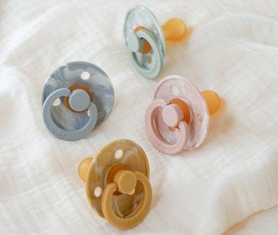 2 Chupetes BIBS Colour Round Tie Dye Mustard Ivory
