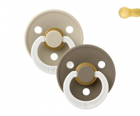 2 Chupetes Nocturnos BIBS Colour Round Vainilla/Dark Oak