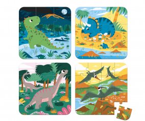 Maleta 4 Puzzles Dinosaurios