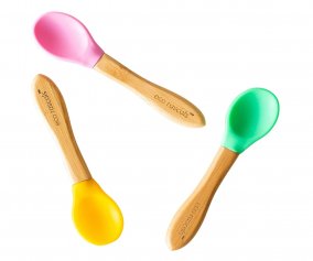 3 Cucharas Bamb Rosa Verde Amarilla