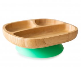 Plato Bamb con Ventosa Toddler Verde