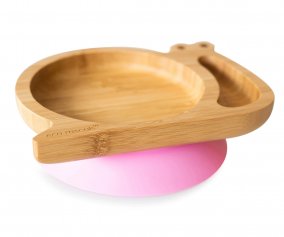 Piatto Ventosa Eco Bamb Lumaca Rosa