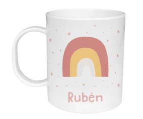 Mug Plastique Personnalisable Arc-en-ciel Rose