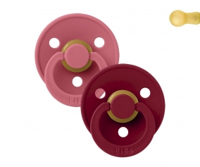 2 Chupetes BIBS Colour Round Coral/Ruby