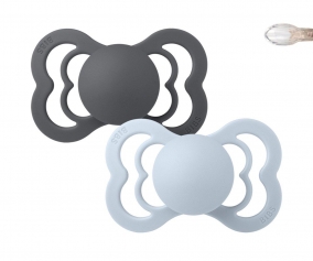 2 Chupetes BIBS Supreme Iron/Baby Blue Silicona