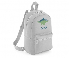 Mochila Mini Fashion Personalizada Cinza Claro Dino