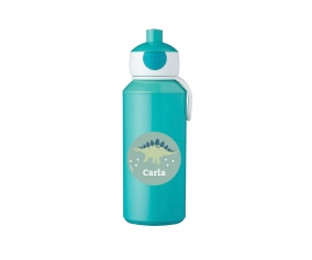 Personalised Campus Pop-Up Drinking Bottle Turquoise Dinosaur 400ml