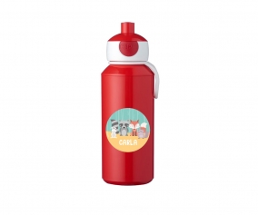Personalised Campus Pop-Up Drinking Bottle Red Animals 400ml