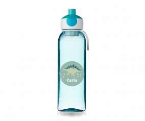 Personalised Campus Pop-Up Drinking Bottle Turquoise Dinosaur 500ml